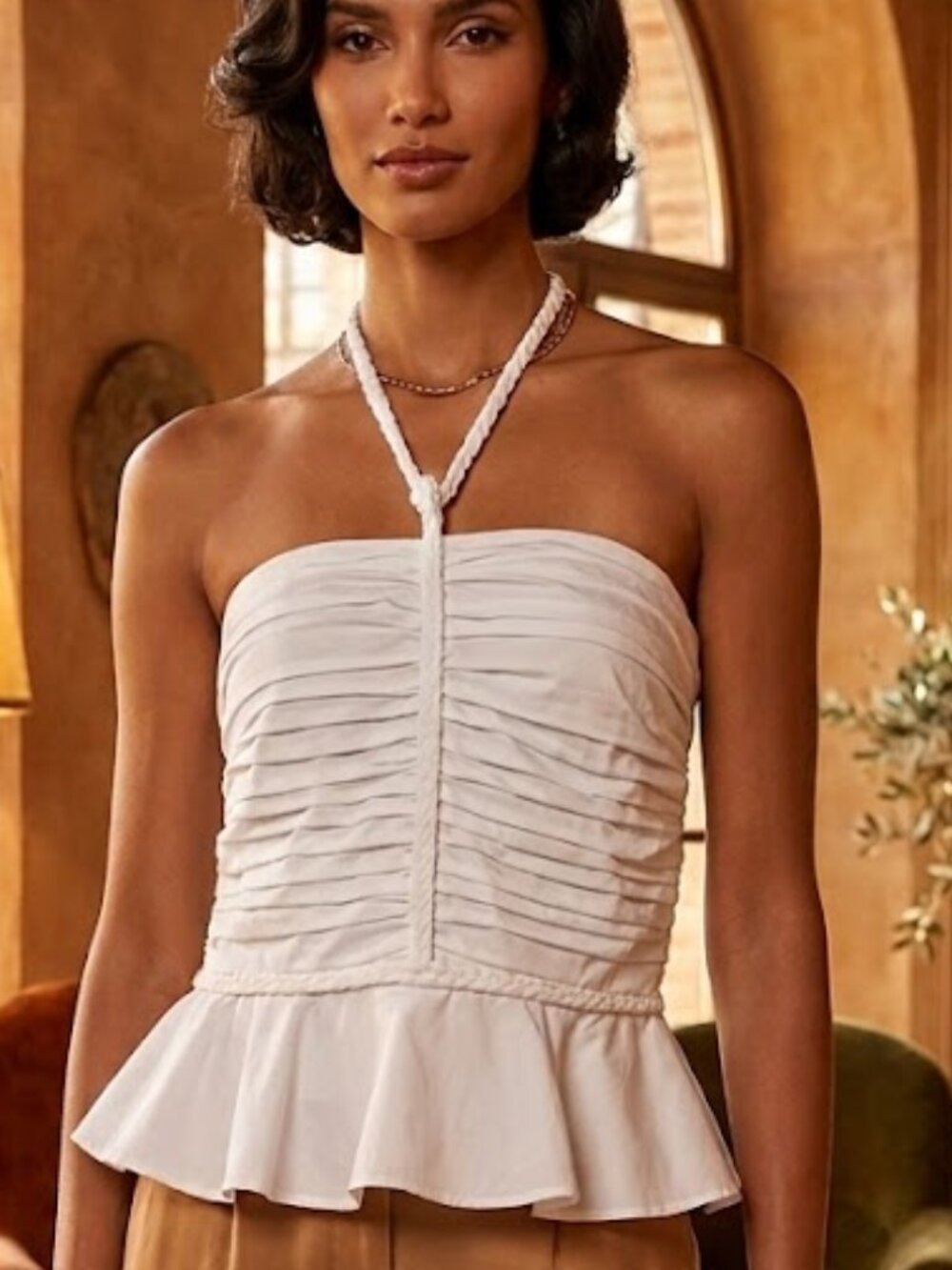 Veronica Beard White Strapless Peplum Top NWT Size 10
